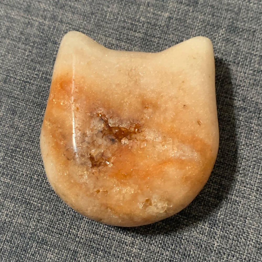 Polished Carved Crystal Cat Head